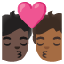 🧑🏿‍❤️‍💋‍🧑🏾 kiss: person, person, dark skin tone, medium-dark skin tone display on Google